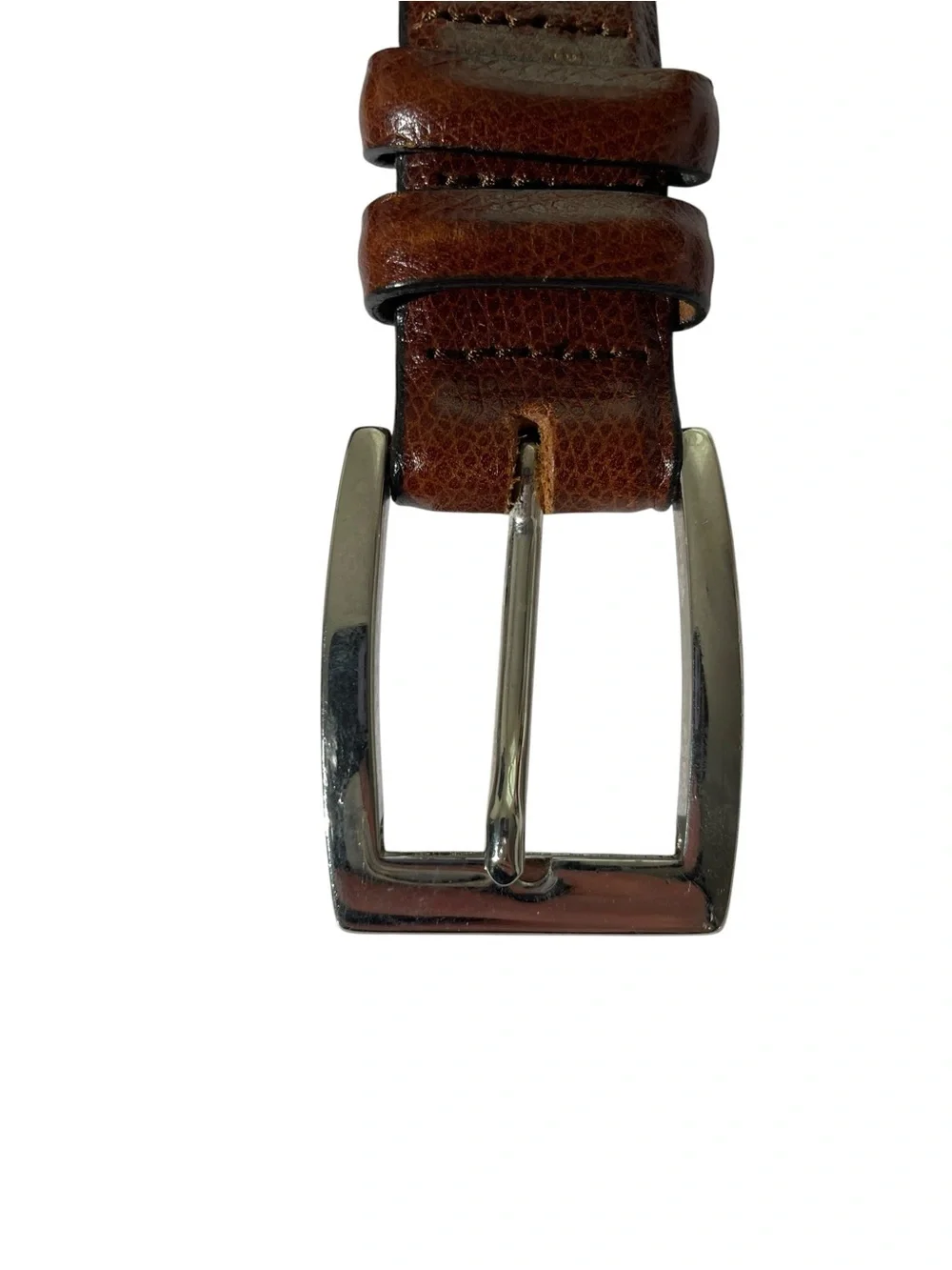 Trafalgar Glove Leather Mens Belt Sz 38 BROWN Silver Buckle Made In USA CLASSIC